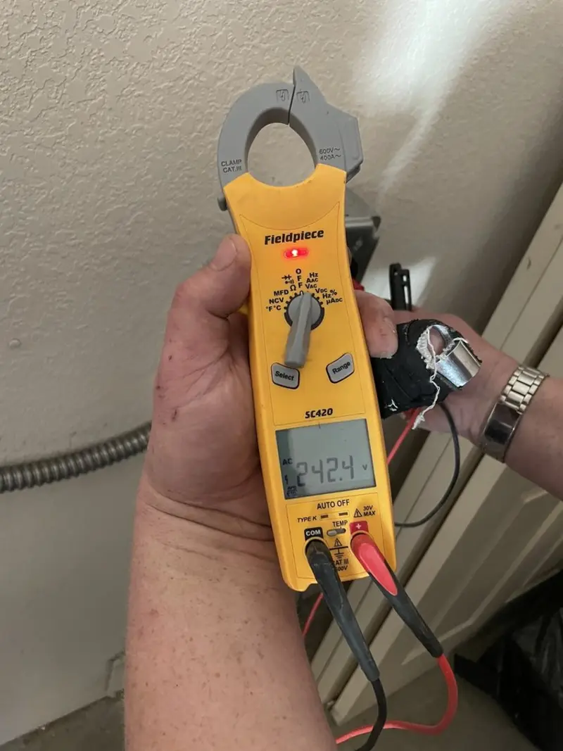 Voltage testing with clamp meter during Circuit Breaker Repair in Bluffton